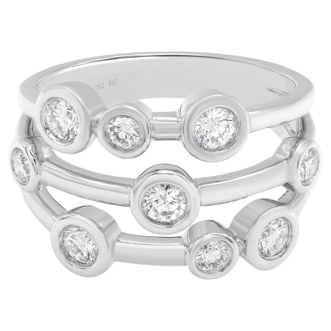 0.68 Carat Diamond Bubble Ring 18k White Gold 