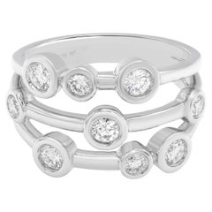 Bague bulle en or blanc 18 carats avec diamants de 0,68 carat 