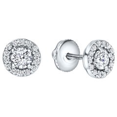 0.68 Carat Diamond Midi Halo Earrings in 14 Karat White Gold - Shlomit Rogel