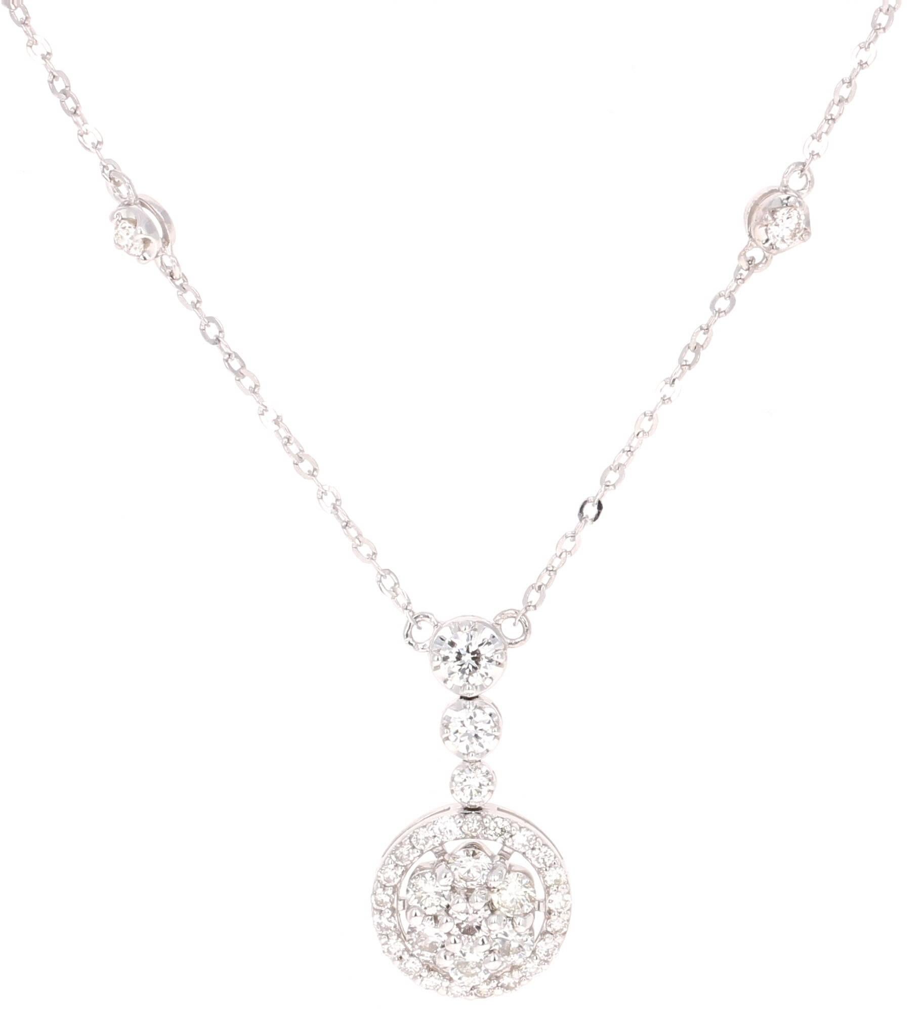 Contemporary 0.68 Carat Diamond White Gold Chain Necklace For Sale