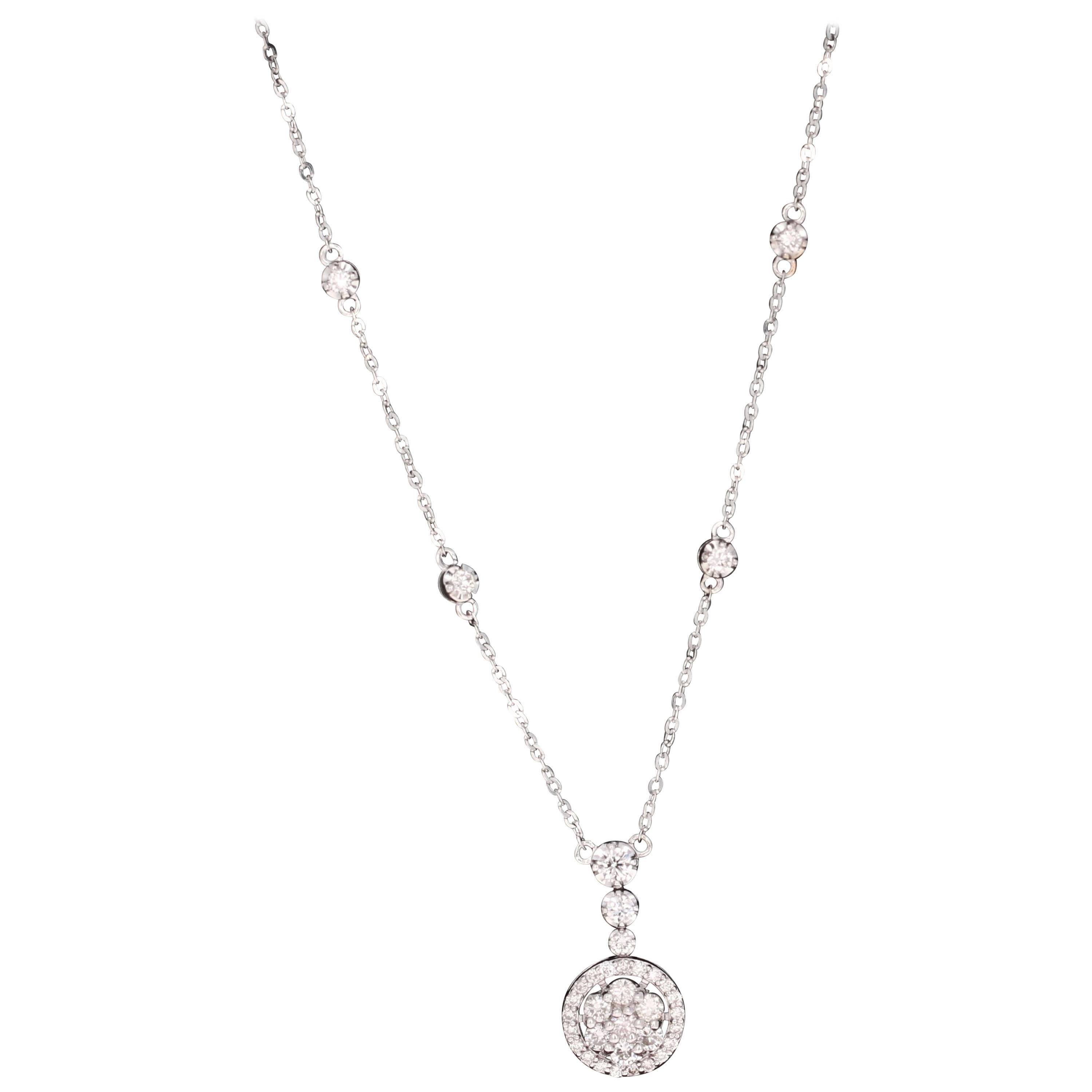 0.68 Carat Diamond White Gold Chain Necklace For Sale