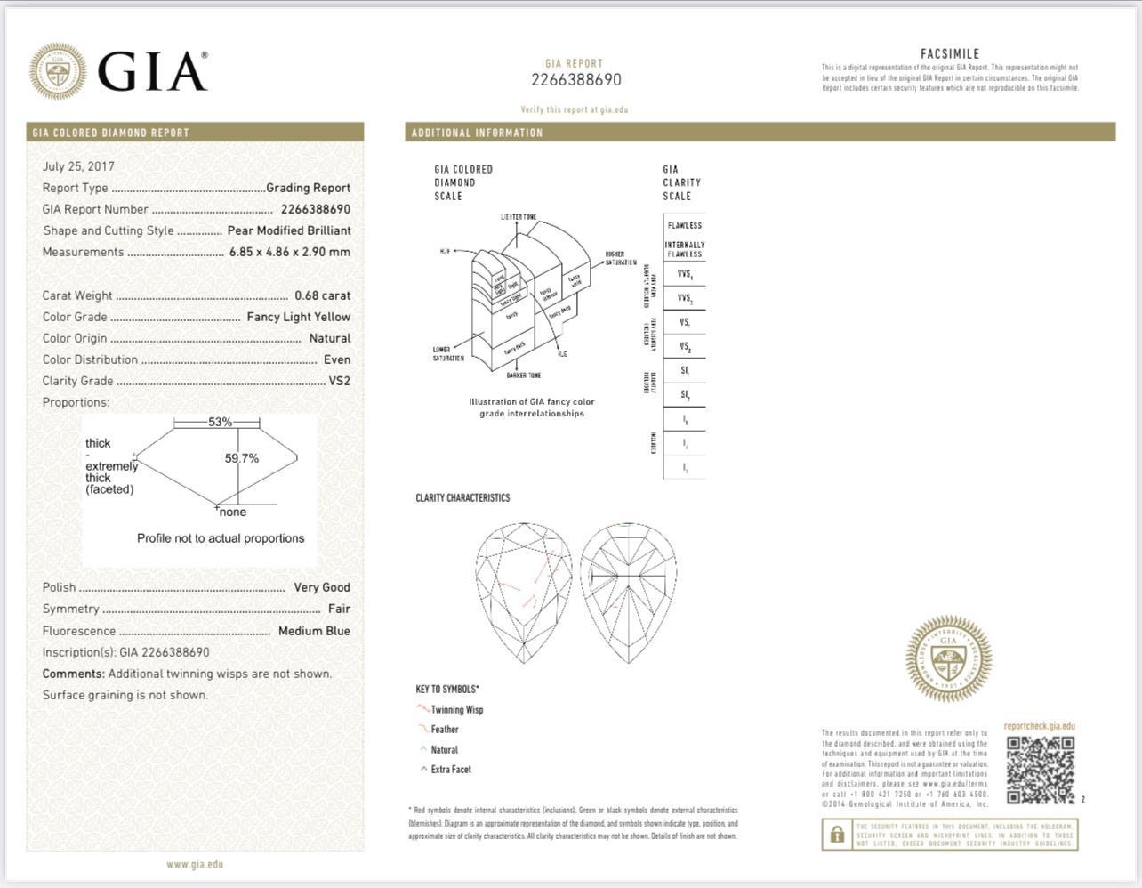 0.68 Carat Fancy Light Yellow Diamond Ring VS2 Clarity GIA Certified In New Condition For Sale In Kowloon, HK