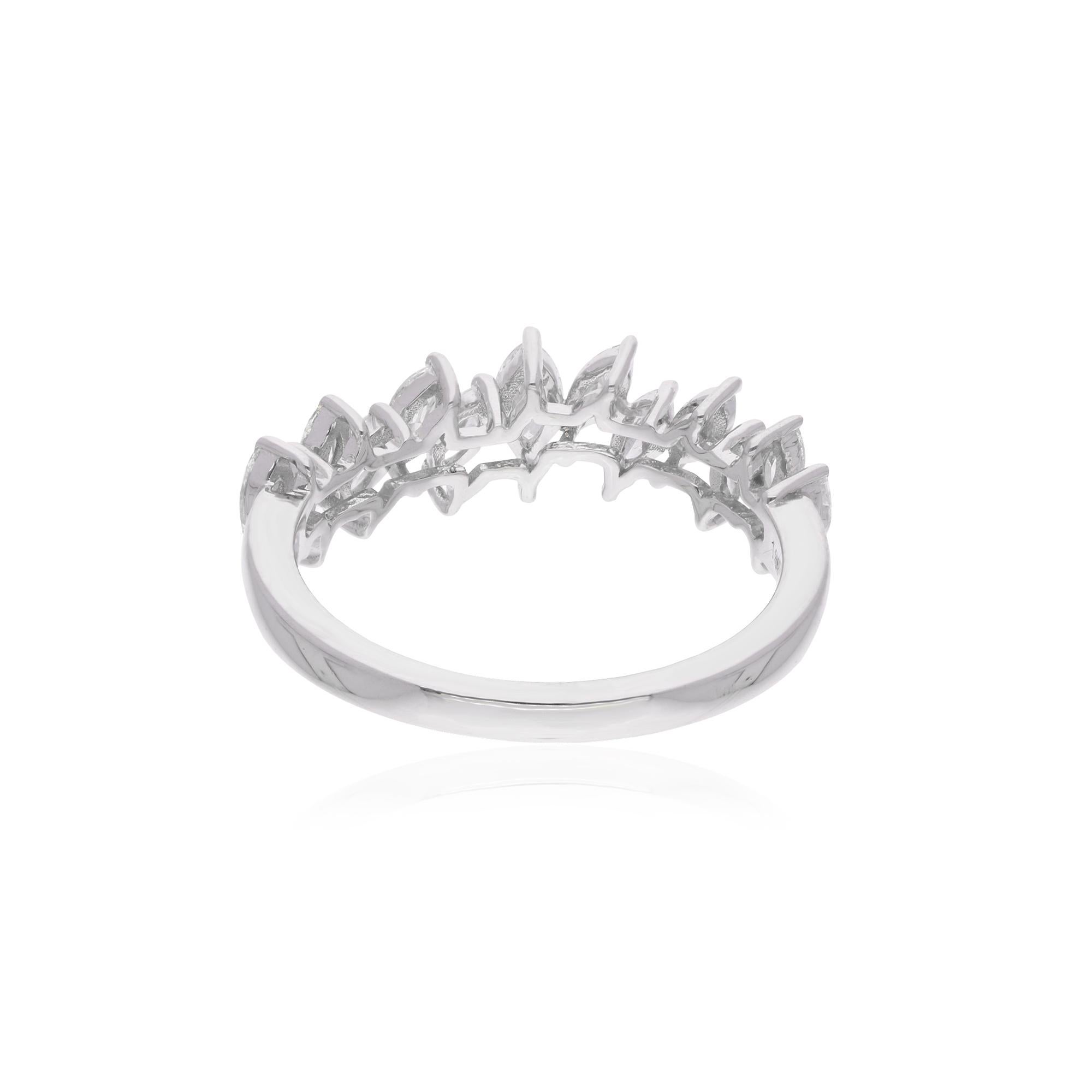 0.68 Carat Marquise Diamond Band Ring 18 Karat White Gold Handmade Fine Jewelry In New Condition For Sale In Diera, Dubai