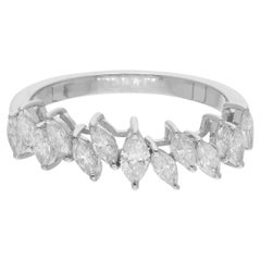 0.68 Carat Marquise Diamond Band Ring 18 Karat White Gold Handmade Fine Jewelry