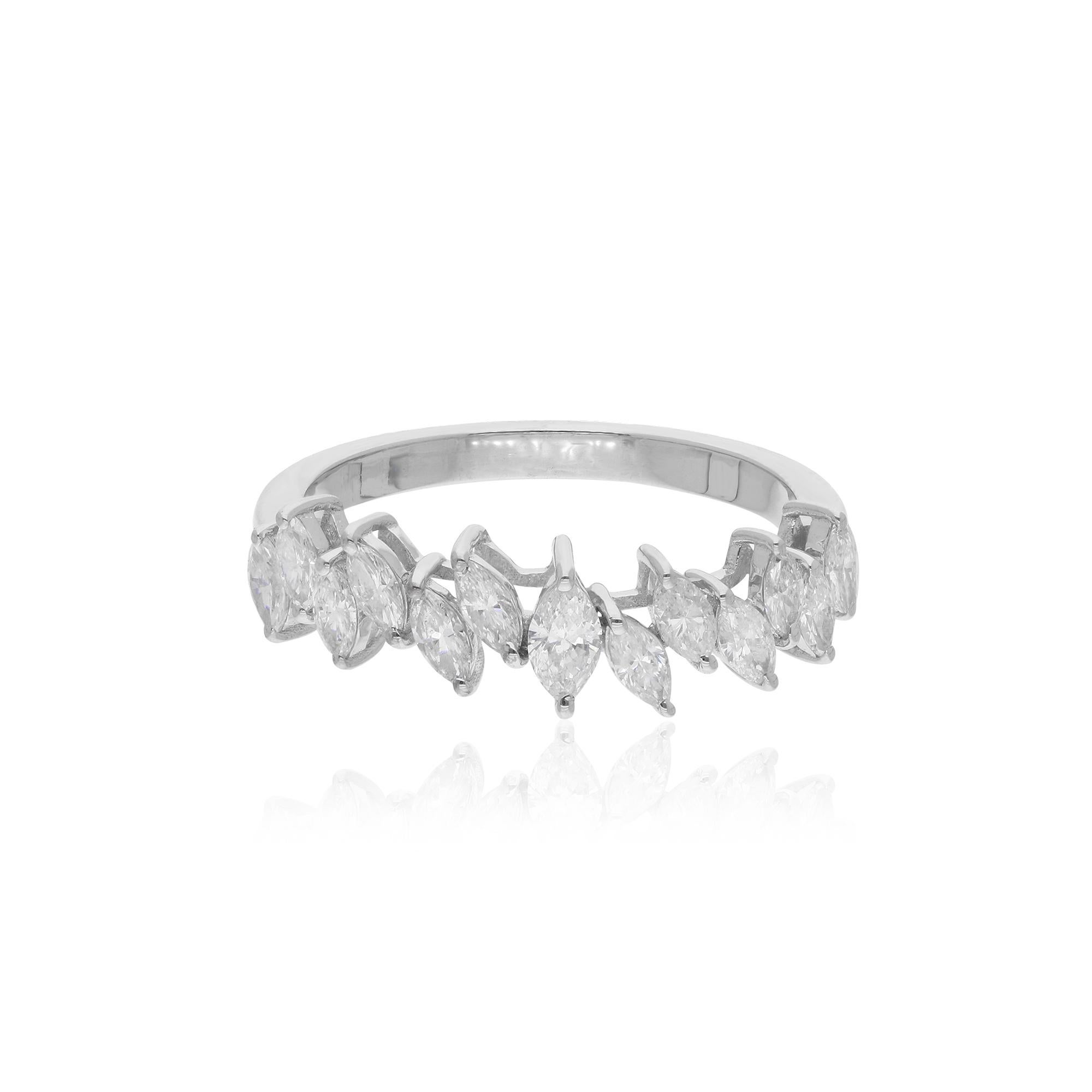 0,68 Karat Marquise-Diamant-Ring aus 18 Karat Weißgold Handgefertigter feiner Schmuck