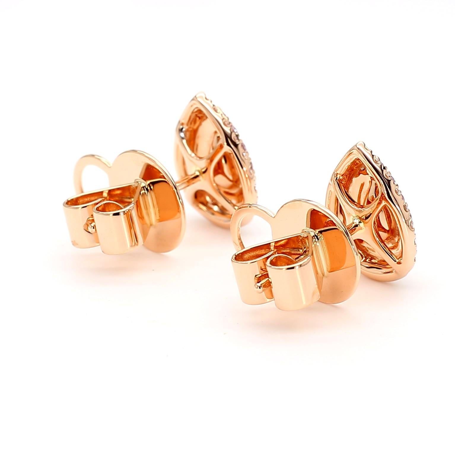 Orecchini a doppio cerchio con diamante rosa da 0,68 carati a forma di pera in oro rosa 18 carati In condizioni Nuovo in vendita a New York, NY