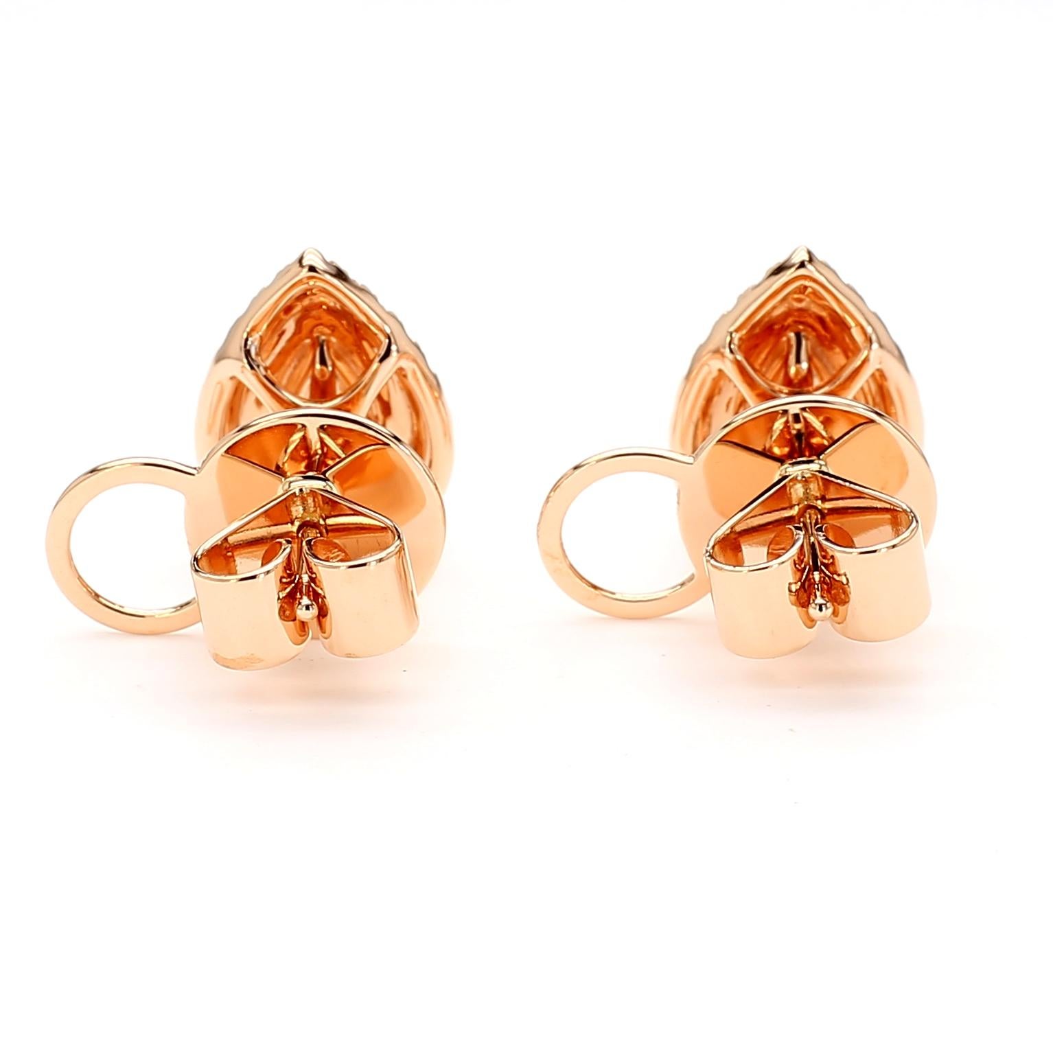 Donna Orecchini a doppio cerchio con diamante rosa da 0,68 carati a forma di pera in oro rosa 18 carati in vendita