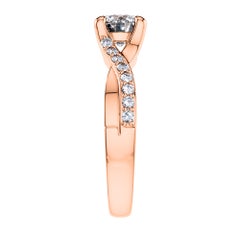 0.68 Carat Round Side Band Diamond Solitaire 18 Karat Rose Gold Engagement Ring