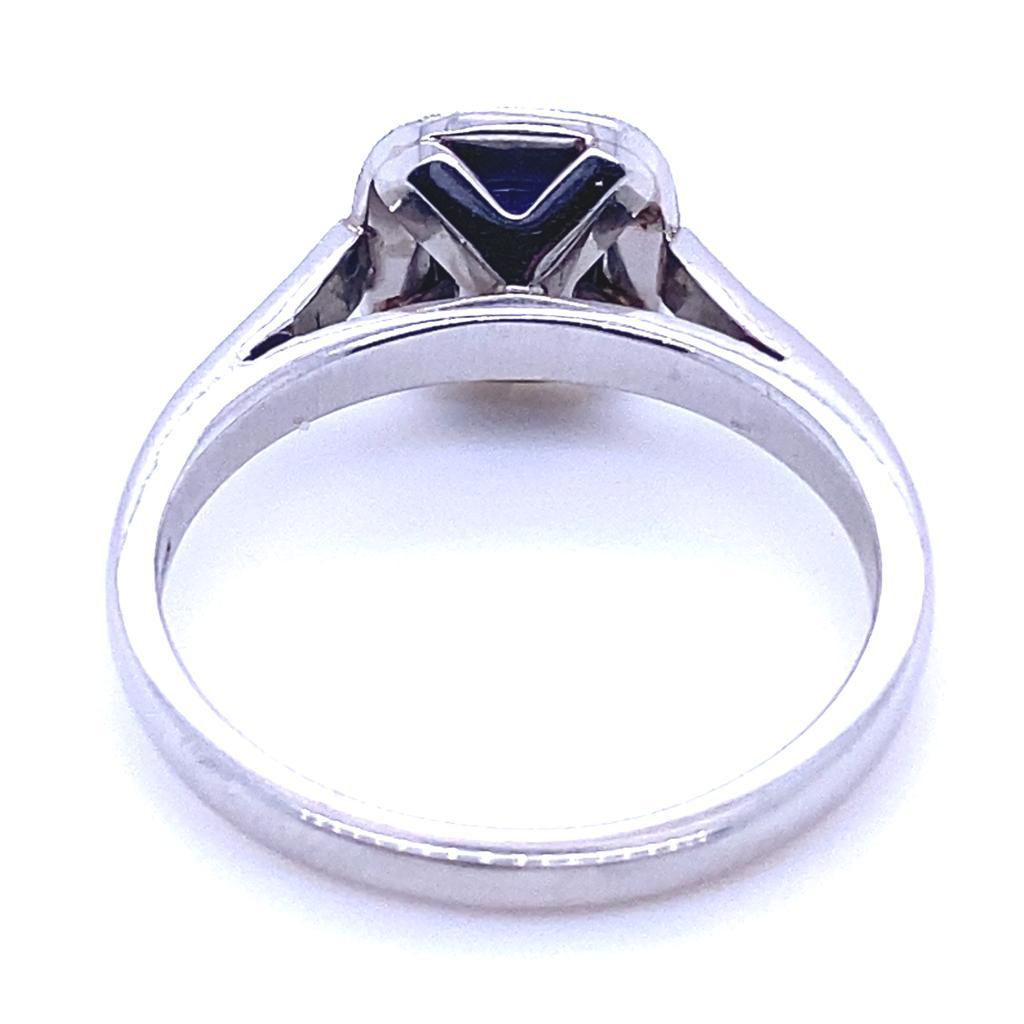 0.68 Carat Sapphire and Diamond Cluster Platinum Engagement Ring In Excellent Condition For Sale In London, GB