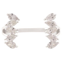 0,68 Carati SI Chiarezza HI Colore Anello con diamante a pera Gioielli in oro bianco 14k