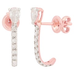 0.68 Carat SI Clarity HI Color Pear Round Diamond Earrings 10 Karat Rose Gold