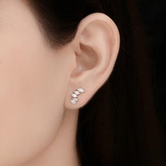 0.68 Carat SI/H Marquise Diamond Bar 18 Karat White Gold Stud Earrings