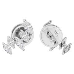 0.68 Carat SI/H Marquise Diamond Bar 18 Karat White Gold Stud Earrings