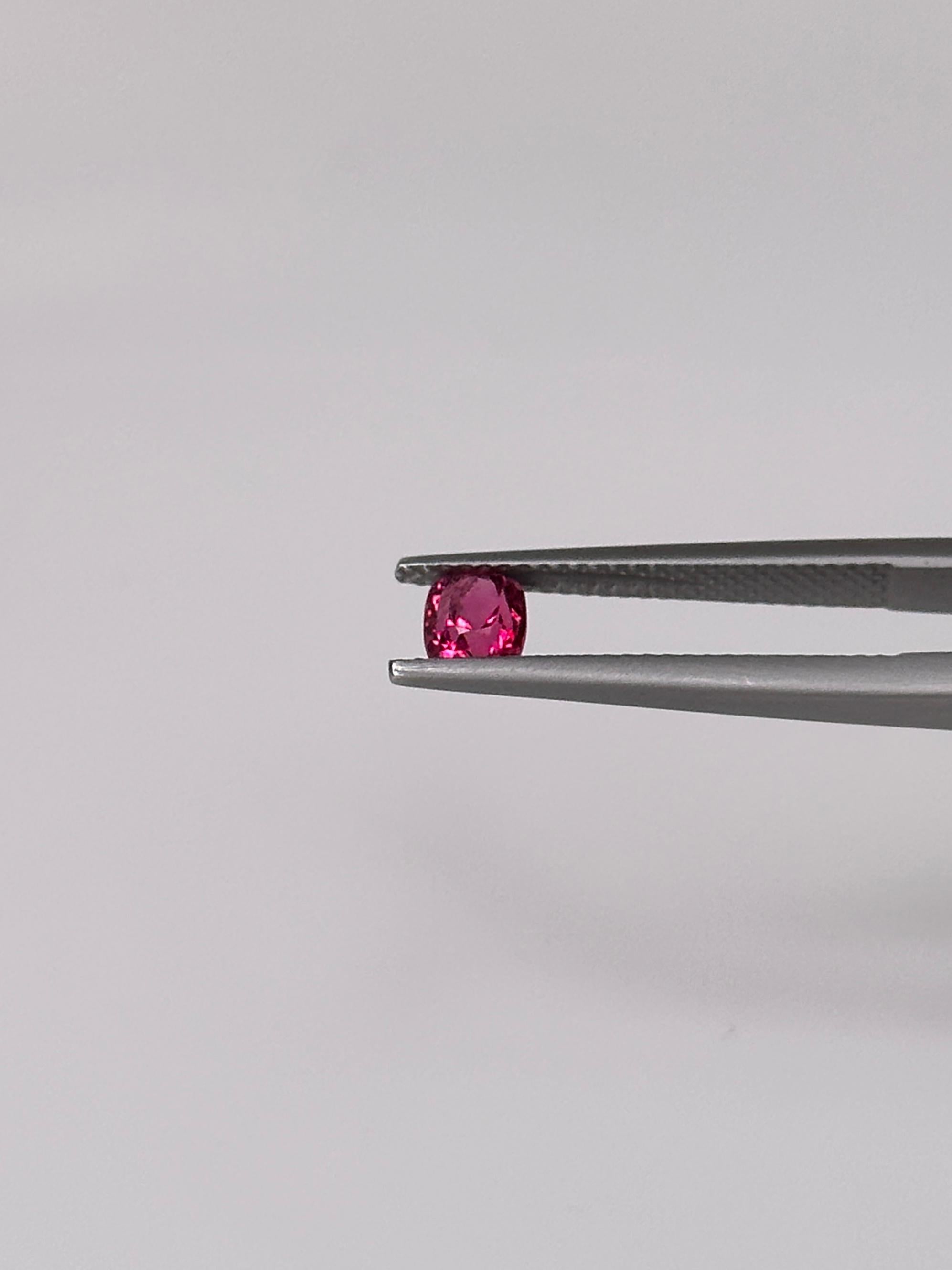 Cushion Cut 0.68 Carat Vibrant Pink Burmese Spinel For Sale