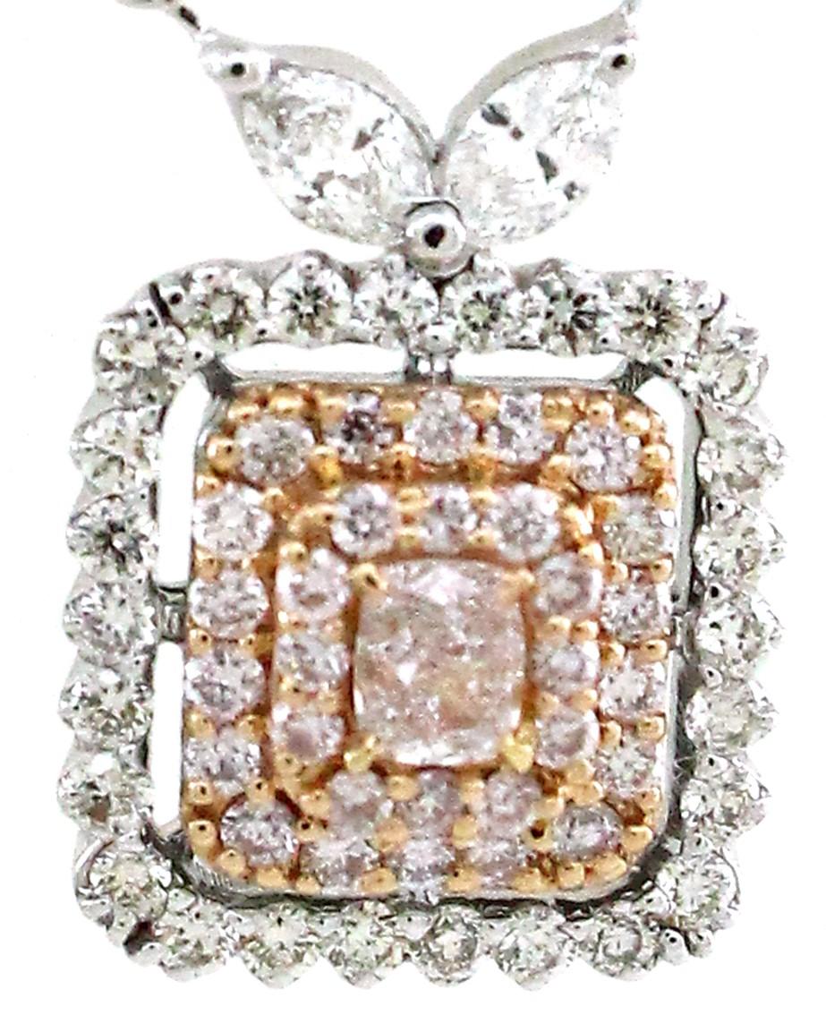 0.68 Carats Pink Cushion Cut Pendant  In New Condition For Sale In New York, NY