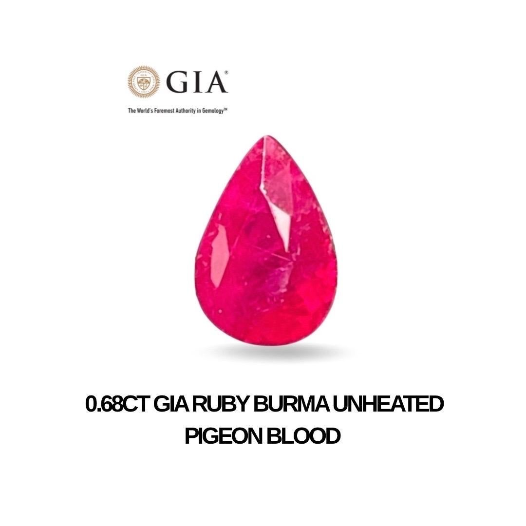 0.68 Ct GIA Certificate Natural Ruby Burma unheated Pigeon Blood color gemstone For Sale 8