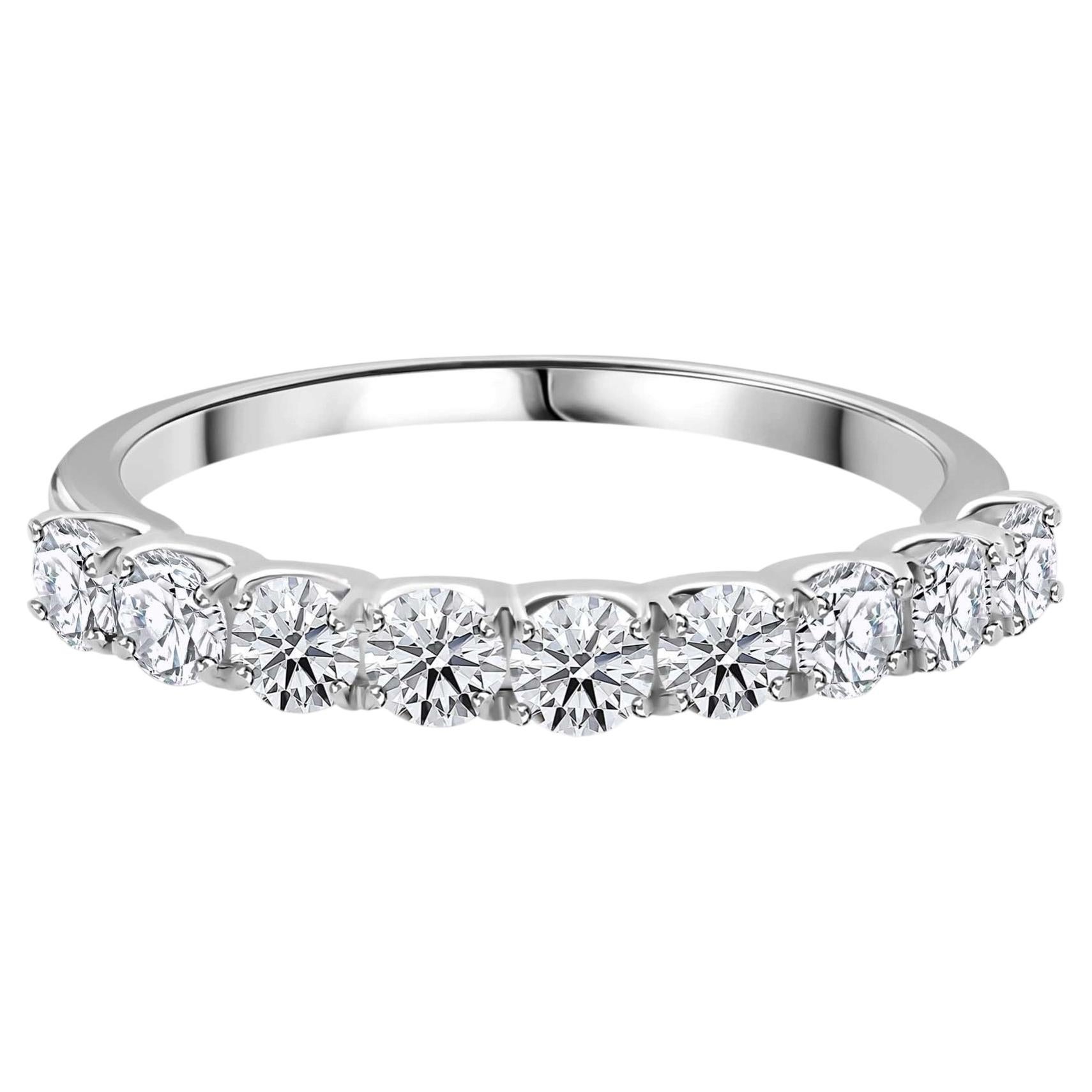 0.68 Ct Natural Diamond Eternity Band Ring 18K White Gold Wedding Jewelry