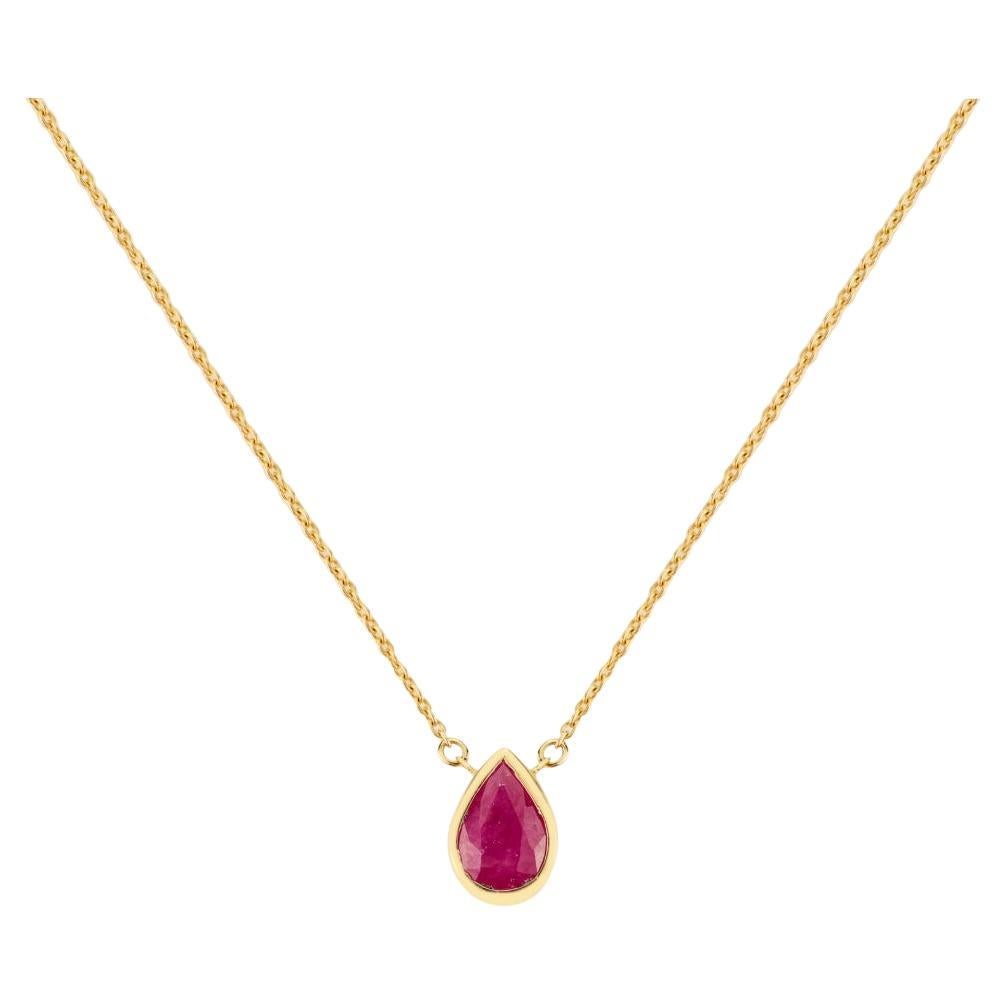 Collana a catena con ciondolo di rubino naturale da 0,68 carati in oro giallo massiccio 18 ct.