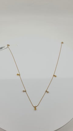 0.68 Ct Yellow Sapphire Round Diamond 18 K Yellow Gold Necklace
