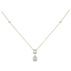 0,68 Karat Diamant 14K Gelbgold Mondlicht Kollektion Tropfenanhänger Halskette mit Tropfenanhänger