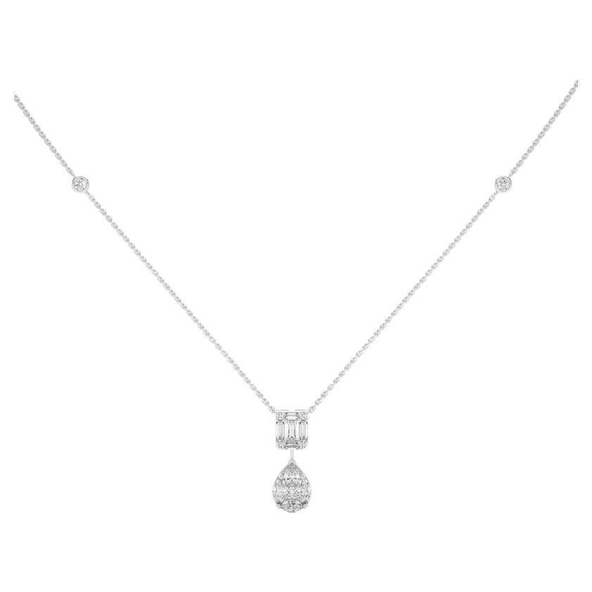 0.68 CTW diamonds 14K White gold moonlight Collection Tear drop Pendant Necklace
