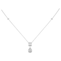 0.68 CTW diamonds 14K White gold moonlight Collection Tear drop Pendant Necklace
