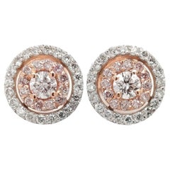 NO RESERVE 0.68CTW Pink Diamond Stud Earrings 14k Rose Gold