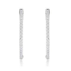 0.68ct 1 Inch Diamond Pavé Hoop Earrings