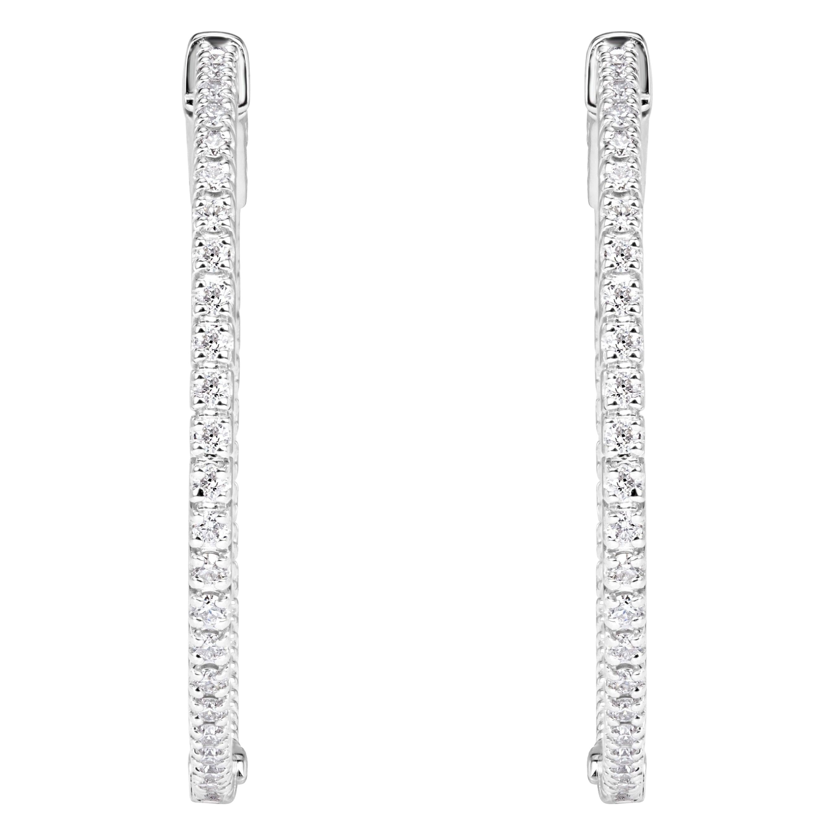 0.68ct 1 Inch Diamond Pavé Hoop Earrings