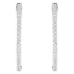 0.68ct 1 Inch Diamond Pavé Hoop Earrings