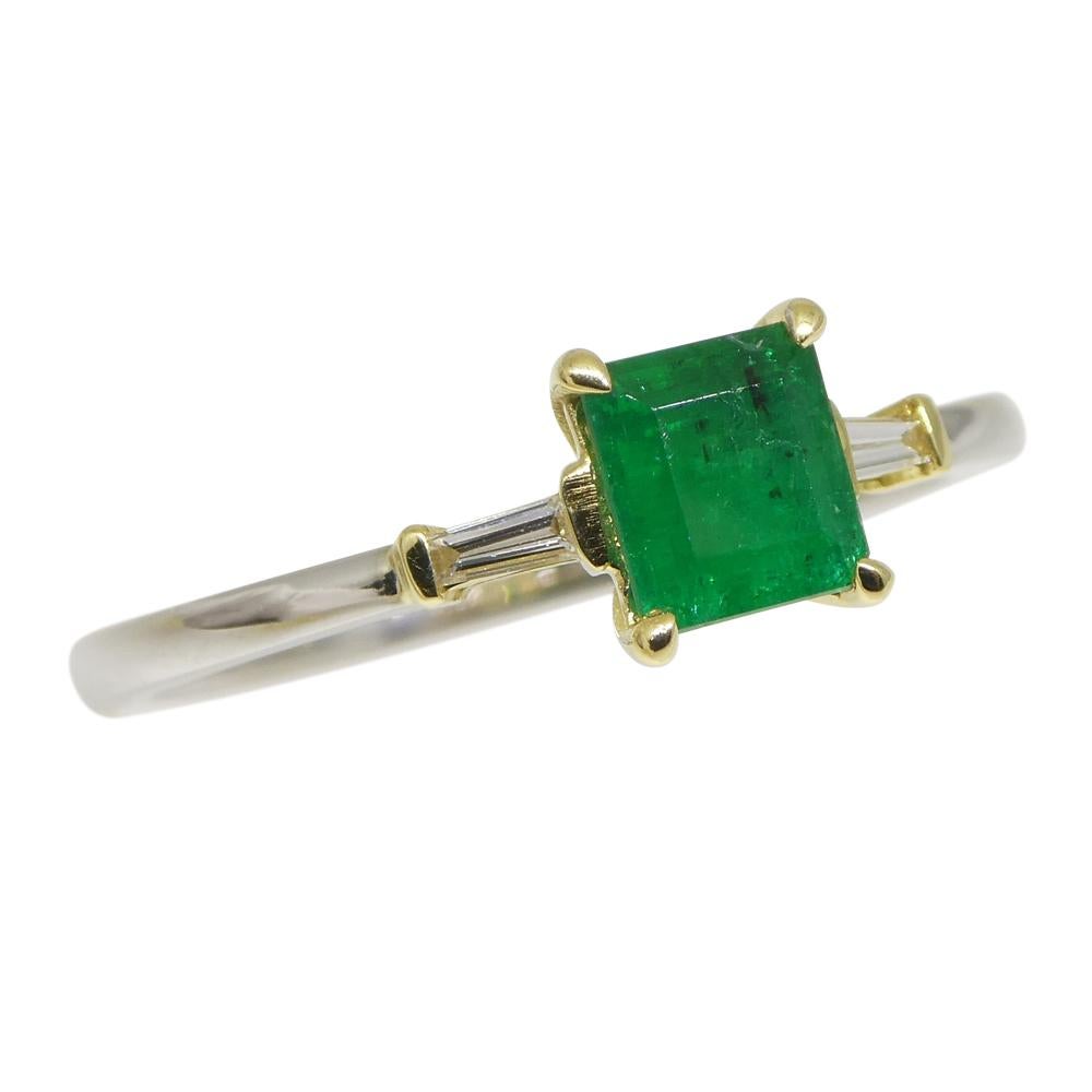 0.68ct Colombian Emerald Diamond Statement or Engagement Ring set in 18k White For Sale 5