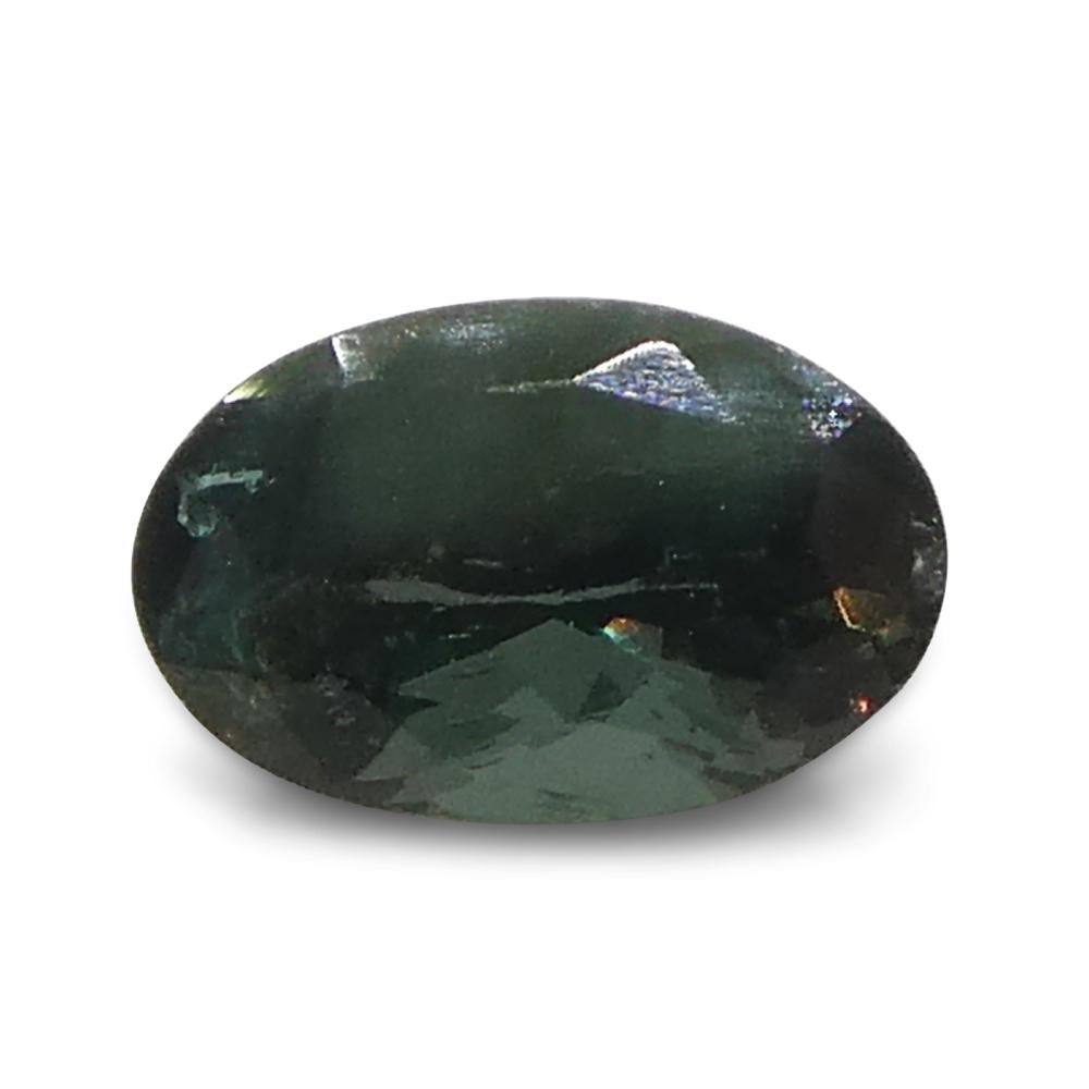 Women's or Men's 0.68ct Oval Bluish Green to Pinkish Purple Alexandrite from India For Sale