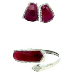 Orecchini e bracciali con diamante tondo brillante in oro bianco 18 carati da 0,68 carati (H. H. Si.)