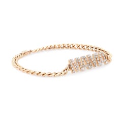 0.68Cttw Diamond MAMA Cuban Link Chain Bracelet 14K Yellow Gold