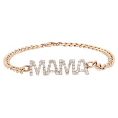 Used 0.68Cttw Diamond MAMA Cuban Link Chain Bracelet 14K Yellow Gold