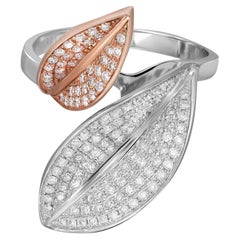 0.68cttw Two Tone Pave Set Round Cut Diamond Cocktail Ring 14k Gold