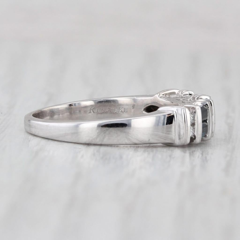 0.68ctw Blauer Saphir Diamant Ring 14k Weißgold Größe 8 Stapelbar Braut im Zustand „Gut“ im Angebot in McLeansville, NC