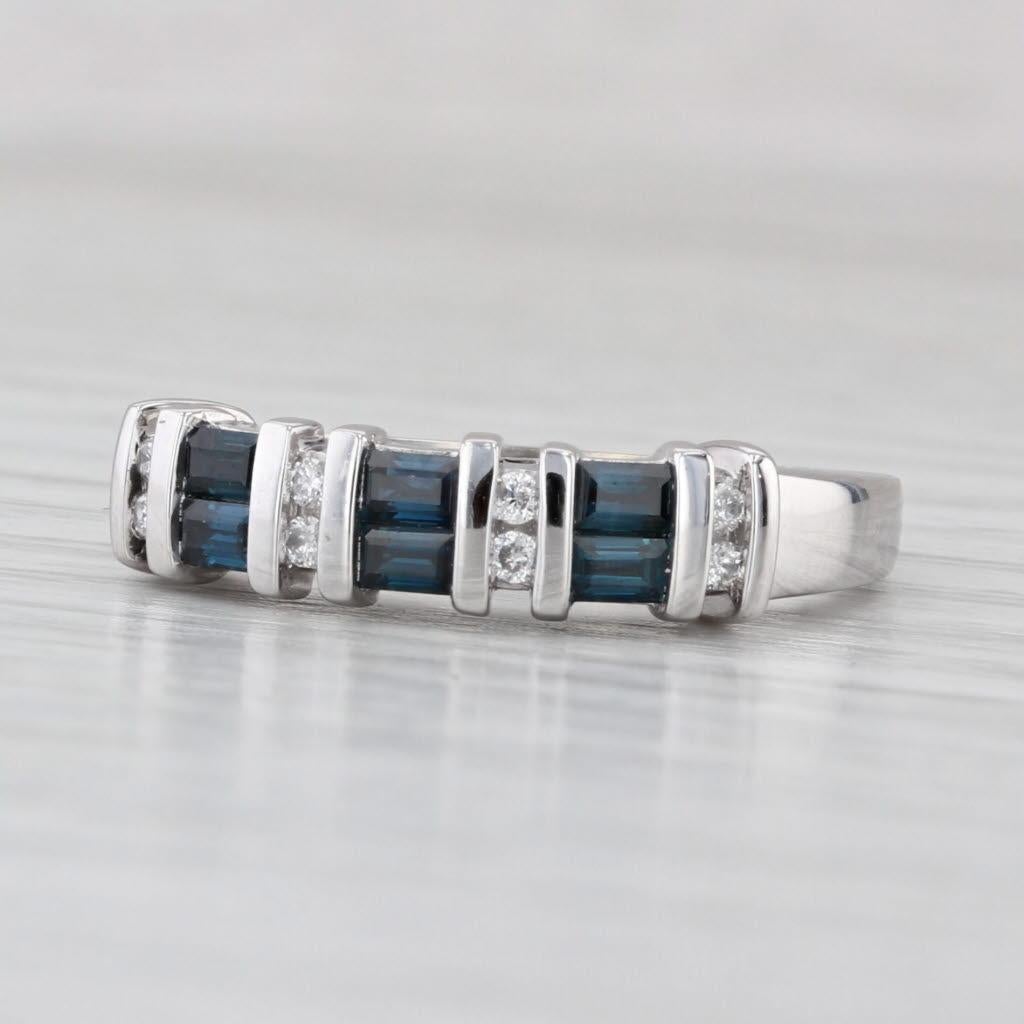 0.68ctw Blauer Saphir Diamant Ring 14k Weißgold Größe 8 Stapelbar Braut im Angebot