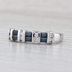 0.68ctw Blauer Saphir Diamant Ring 14k Weißgold Größe 8 Stapelbar Braut