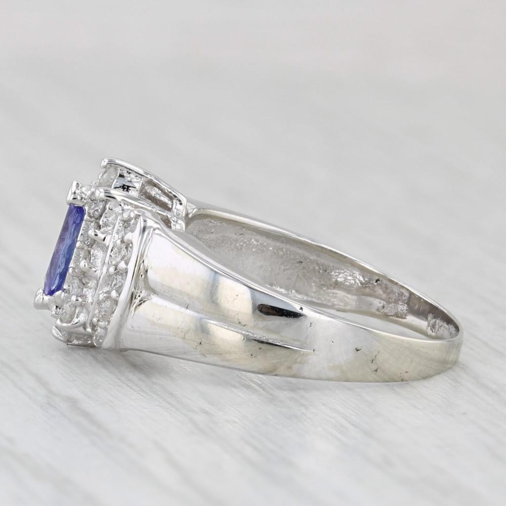 Women's or Men's 0.68ctw Marquise Tanzanite Diamond Halo Ring 14k White Gold Size 5.5 Engagement