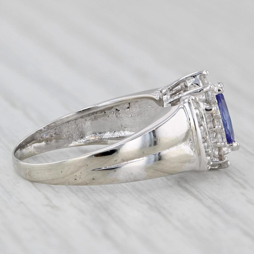 0.68ctw Marquise Tanzanite Diamond Halo Ring 14k White Gold Size 5.5 Engagement 2