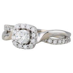 0.68ctw Round Diamond Halo Engagement Ring 14k White Gold Size 8