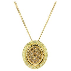 0.68pts Fancy Yellow Diamond & Champagne Diamond Pendant Necklace in 14K Yellow
