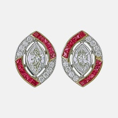 0.69 Carat Burma Ruby And Diamond Earrings In 18 Karat White Gold