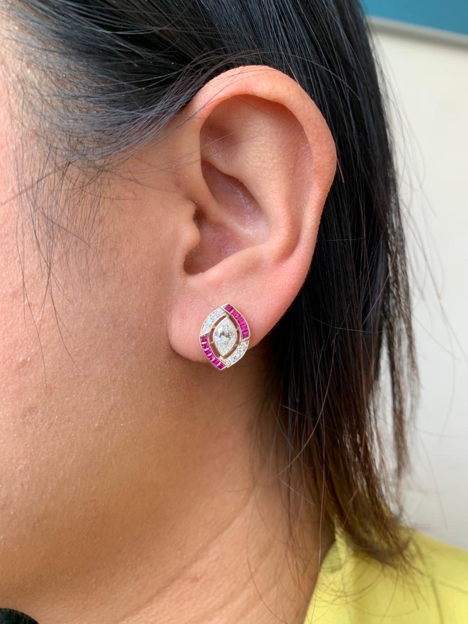 0.69 Carat Burma Ruby And Diamond Earrings In 18 Karat White Gold In condizioni Nuovo in vendita a Bangkok, TH