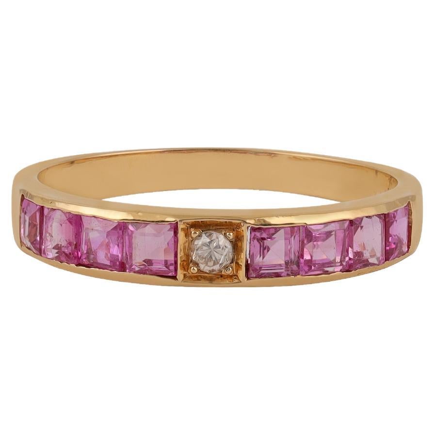 0.69 Carat Clear Ruby & Diamond Half Band in 18k Gold For Sale