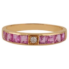 0.69 Carat Clear Ruby & Diamond Half Band in 18k Gold