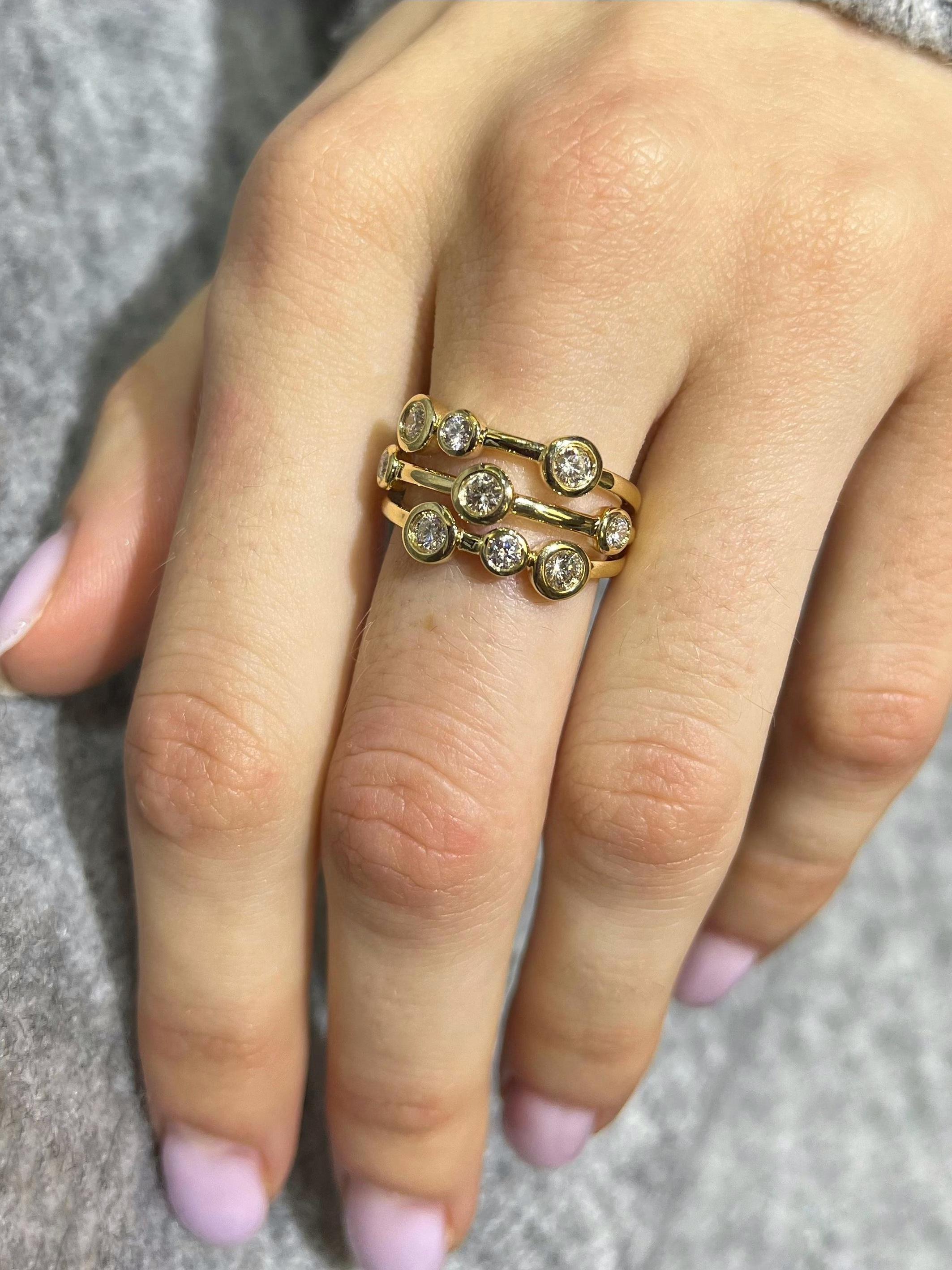 gold bubble ring with diamonds