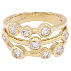 0.69 Carat Diamond Bubble Ring 18K Yellow Gold 