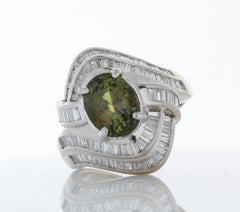 0.69 Carat Oval Emerald & Diamond Cocktail Ring in 18K White Gold